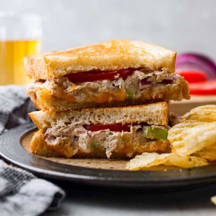 tunamelt Tuna melt sandwich on a plate